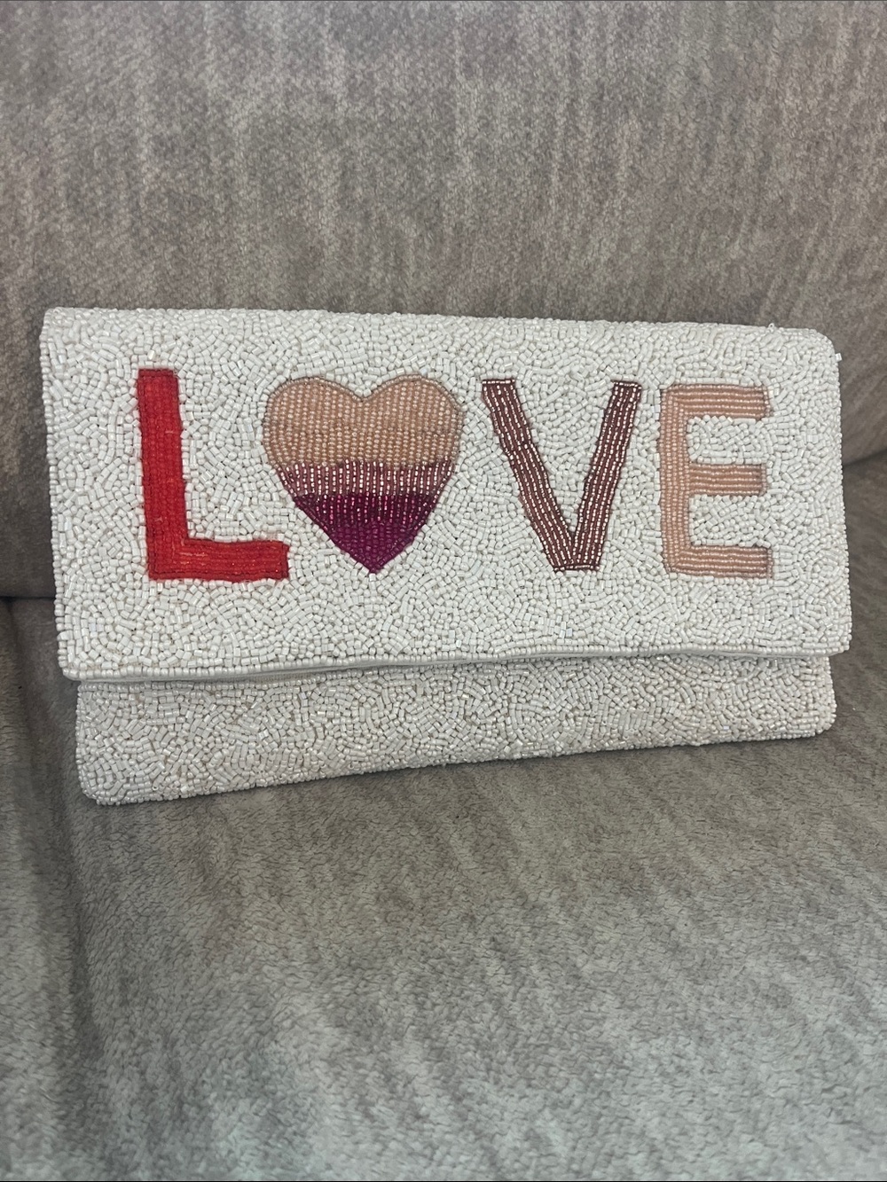 BOUTIQUE Love Heart Beaded Clutch Bridal